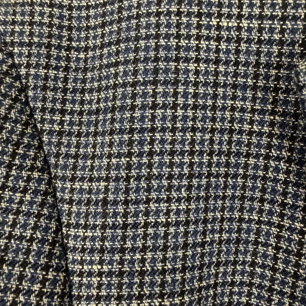 Banana Republic Blazer Mens 44R Blue Houndstooth Linen Blend Sport Coat Tailored